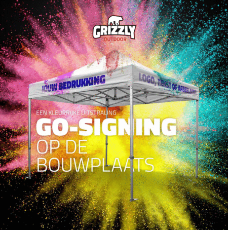 Grizzly werktent met eigen logo