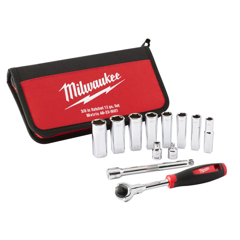 Milwaukee doppenset (12 dlg) 3/8″ — BMB Techniek