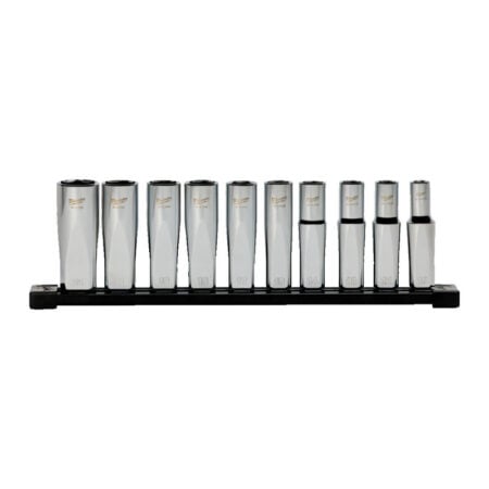 1/2" doppenset (verlengd) 10-dlg op rail