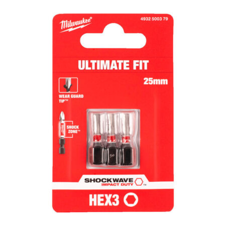 Milwaukee shockwave bit HEX 3x25 (vpe-3)