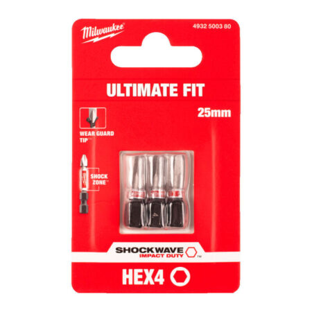 Milwaukee shockwave bit HEX 4x25 (vpe-3)