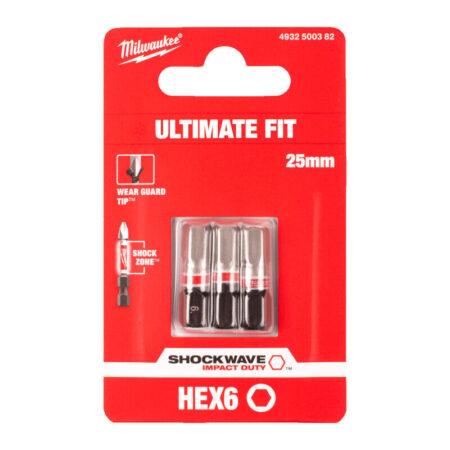 Milwaukee shockwave bit HEX 6x25 (vpe-3)