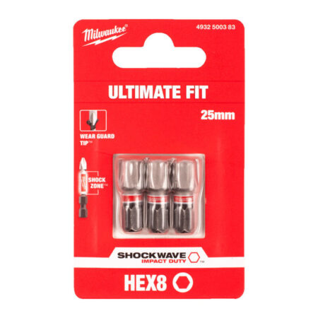 Milwaukee shockwave bit HEX 8x25 (vpe-3)